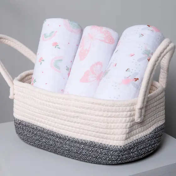 Kit Cueiro Bebê Papi Swaddle Estampa Fadas 3 Peças 100cm x 80cm