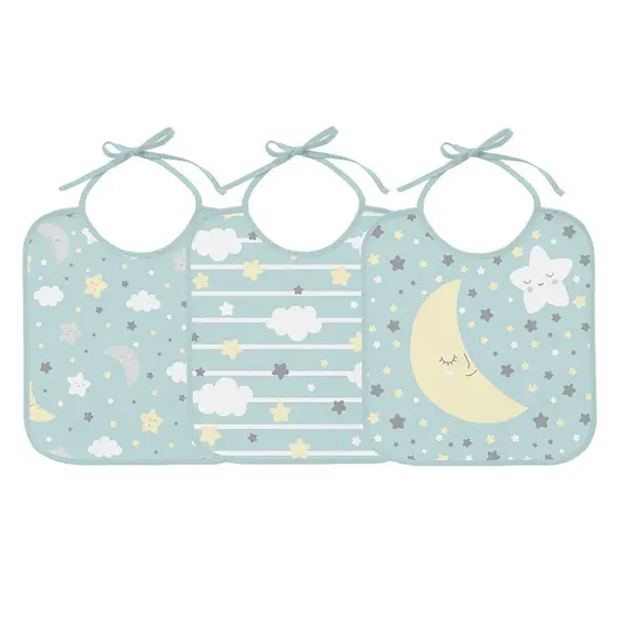 Kit Babador Bercinho Felpudo Estampa Céu Estrelado - 3 Peças