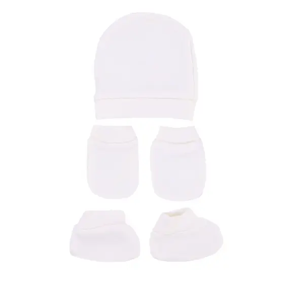 Kit Enxoval Bebeninho Liso - 3 Peças Touca Luvas E Sapatinho
