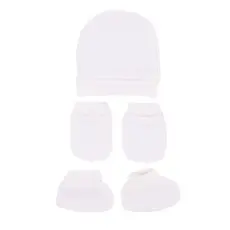 Kit Enxoval Bebeninho Liso - 3 Peças Touca Luvas E Sapatinho