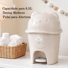 Lixeira Infantil Com Pedal Adoleta Cajovil 6,5 Litros Bege