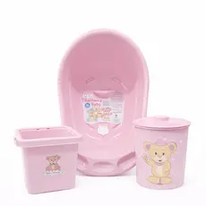 Kit Banheira de Bebê Monte Líbano com Balde e Lixeira 3 Peças