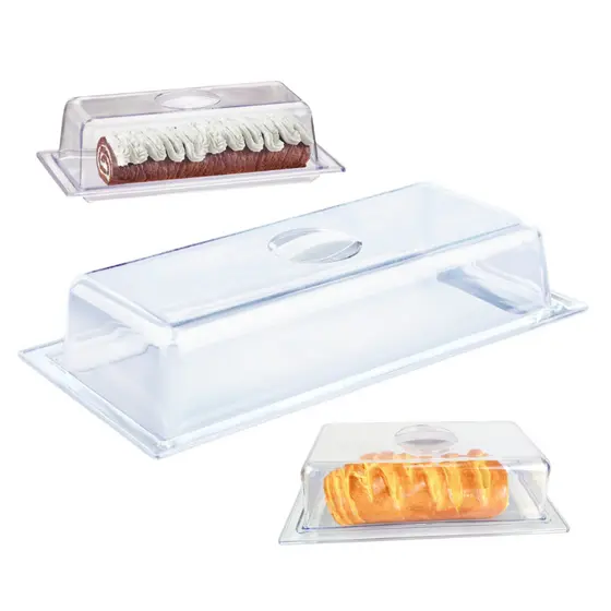 Porta Pães Salgados Doces Acrílico Retangular Transparente Protetor De Alimento