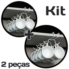 Kit 2 Porta Xícaras Suspenso Suporte Organizador Armário Cozinha 100% Aço