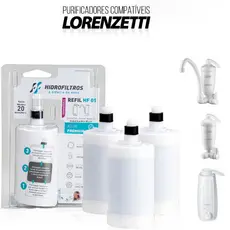 1, 2 ou 3 Refil Filtro Acqua Bella e Vitale Compatível Lorenzetti Carvão Ativado S/ Odores hf-01
