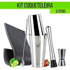 Kit Coqueteleira Boston Inox Profissional Barmat Completo Barman Drinks e Caipirinha Bares Praia