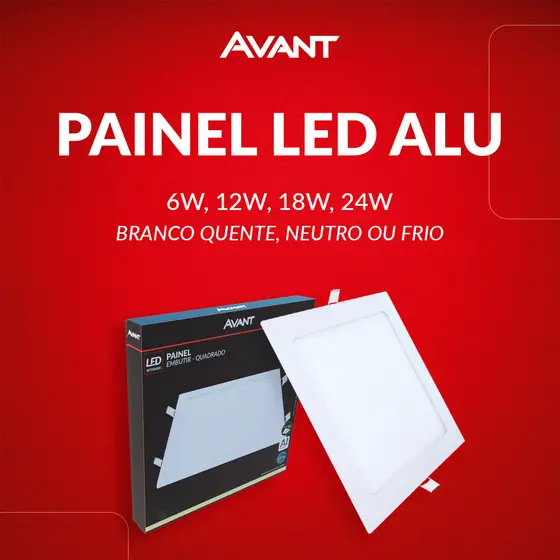 Painel Plafon LED Quadrado de Embutir 6W 12W 18W 24W 30W Bivolt 110V 220V Branco Quente Neutro Frio