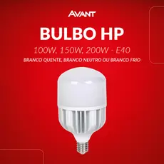 Lampada Led Bulbo Hp 100w, 150w ou 200w 3000k, 4000k ou 6500k E40 110v/220v Bivolt Cod: 789511371-123 Avant