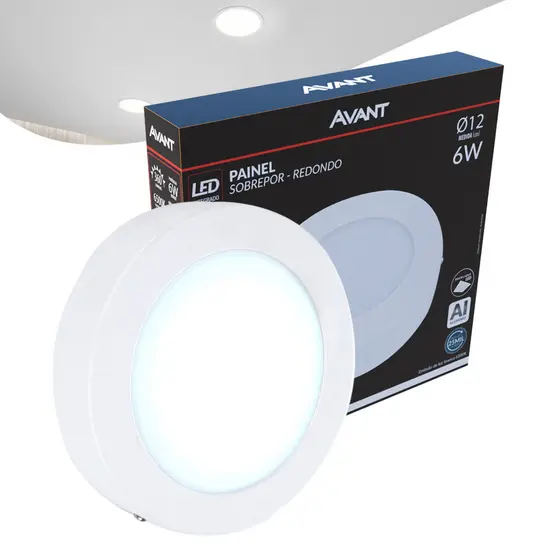 Painel Plafon Led Alu 6w 6500k Sob. Redondo 110v/220v 12cm Avant