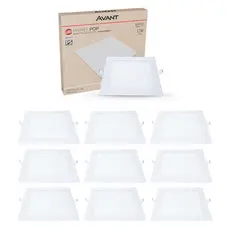 Kit 10 Painel led Plafon Pop Embutir 12w 6500k Branco Frio 17cm 110v/220v Quadrado Branco Cod:903009579-10 Avant