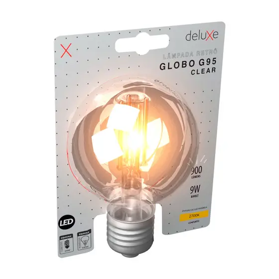 Lampada Led Globo Retro Clear G95 9W 900lm 2700k E27 Deluxe