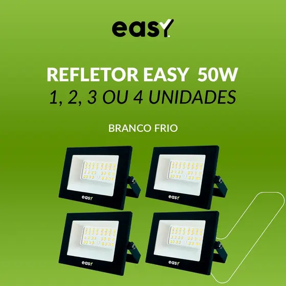 Refletores Led Microled 50W 6500k 110v/220v Bivolt Ip66 1, 2, 3 ou 4 Unidades Easy