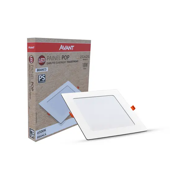 Painel Led Pop Quadrado Embutir 18w 6500k 21x21 Br Avant