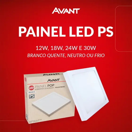 Plafon Led Sobrepor Painel 12w 18w 24w 30w Luz Branco Quente Neutra ou Fria 110v/220v Bivolt Branco