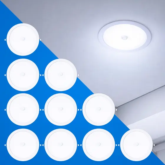 Kit Painel Led Plafon Sensor Embutir ou Sobrepor 6500k Branco Frio 18w ou 24w 22 ou 29cm Branco Seed