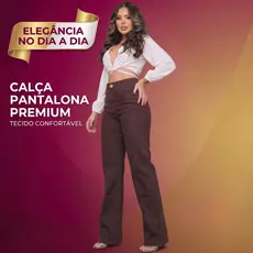 Calça Jeans Wide Leg Marrom Feminina Cintura Alta Confortável Estilo Premium