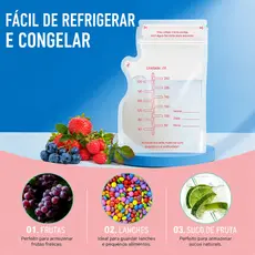 Kit com 30 Sacos para Armazenamento de Leite Materno/Sucos/Frutas Zip Lock Seguro e Multifuncional