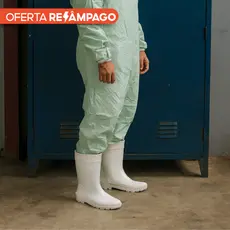Bota Branca Borracha PVC Impermeável Galocha Forrada Antiderrapante Cano Médio 28cm Cartom EPI Açougue