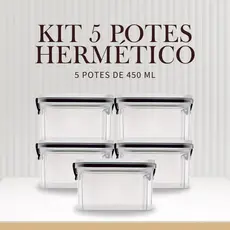 Kit 5 Potes Herméticos 500ml Organizador Empilhável Mantimentos Grãos Cozinha Despensa Lacre Vedação