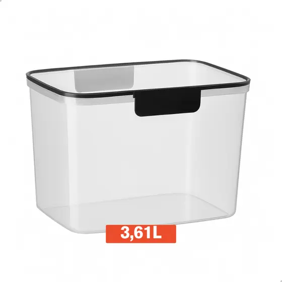 Pote Hermético Organizador Grande 3,61 Litros Transparente Grãos Cozinha Mantimento Lavanderia