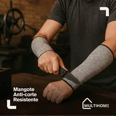 Mangote Proteção Ansell HyFlex 11-270 Anticorte 45cm Nylon Duplo Ambidestro EPI Manga Braço Industrial