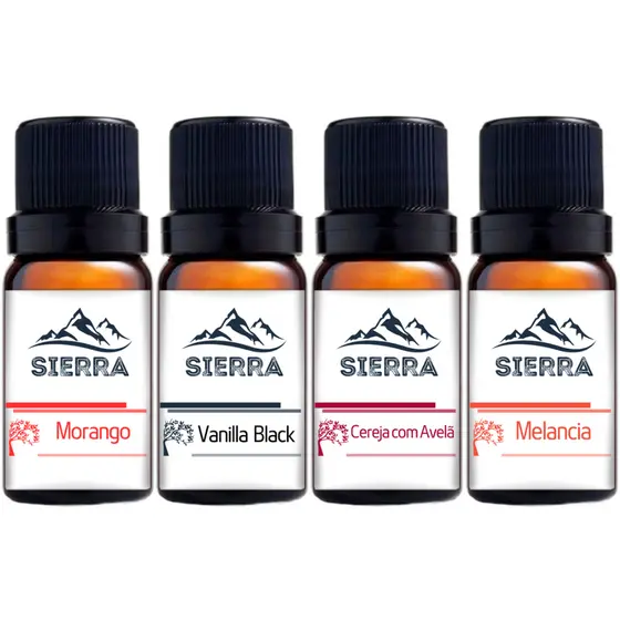 4 Essências Morango Vanilla Black Cereja com Avelã e Melancia Aromatizador Difusor Óleo Essencial