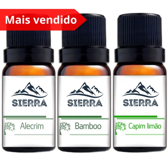 3 Essências Alecrim Bamboo Capim Limão Aromatizador Difusor Umidificador Hidrossolúvel Óleo Essencial
