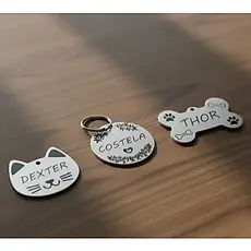 Plaquinha de Identificação Pet Pingente Personalizado Cachorro Gato Tag Com telefone Tutor Placa de Aço