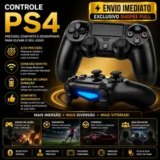 Controle Ps4 Joystick Bluetooth Compatível Para Ps4 Smart Tv Pc Gamer Sem Fio + Cabo