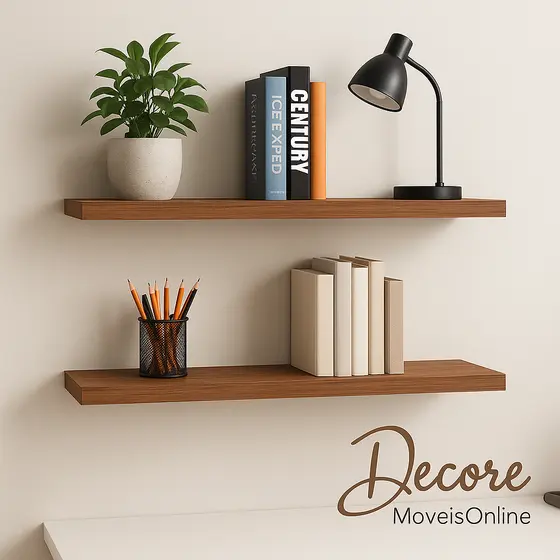 Kit 2 Prateleiras MDF Freijó 100x20cm — Suporte Invisível, Decoração Moderna