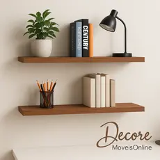 Kit 2 Prateleiras MDF Freijó 100x20cm — Suporte Invisível, Decoração Moderna
