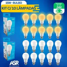 KIT 10 Lâmpadas 15W 6500K - 3000k - Branco Frio 110/220v Produto c/Garantia