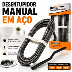 Desentupidor Manual 15-10-5 Metros Para Pias Ralos e Esgotos Solução Rápida para Entupimentos