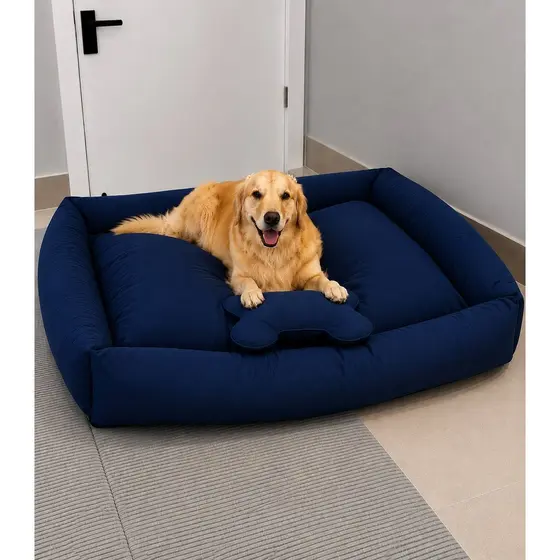 Cama Pet Impermeável Grande 100x70Cm e Media 70x50cm - 100%Lavável Confortável Pra Cachorro Marinho