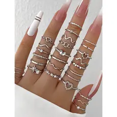 OI HELLO LOJA - novo Kit 12pçs/Conjunto Anel de Articulação de Dedo Latão Feminino para Presente