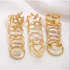 kit 12PÇS anel Para Mulhere feminino banhado a ouro 18k zircónia