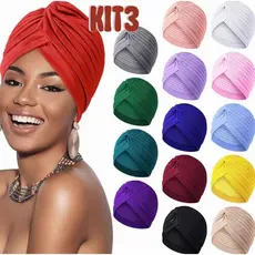 KIT 3 Pçs Chapéu turbante indiano personalizado para mulheres, acessórios elásticos para ioga