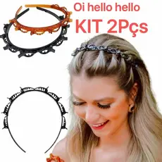 Promoção kit 2 Tiara com presilhas penteado hair twister cabelo moda head para mulheres Tiara com Presilha penteado