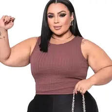 Blusa Cropped Feminino Plus Size Com Bastante Elasticidade e Conforto (Veste 46 a 50)