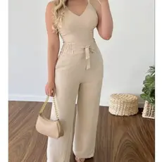 Conjunto Feminino Duna Pantalona e Cropped com Bojo | Alça Regulável | Alfaiataria Elegante