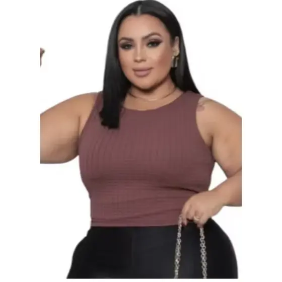 Blusa Cropped Feminino Plus Size Bubble 46 a 50 Regata