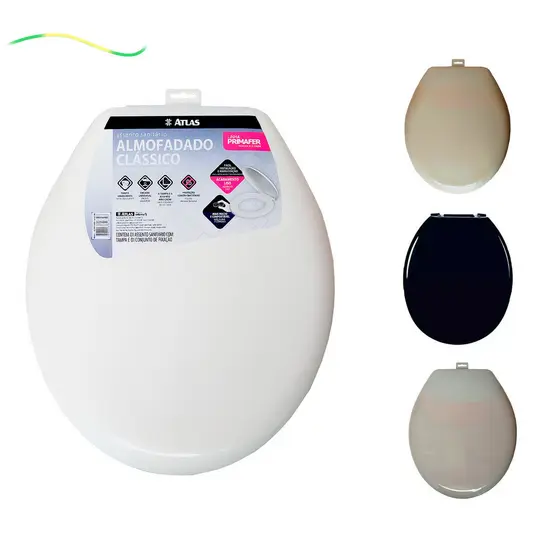 Assento Almofadado Tampa Sanitário Vaso Oval Atlas Primafer