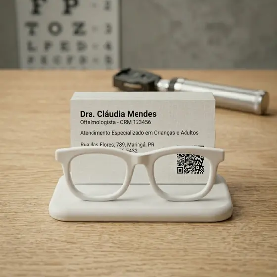 Porta Cartão de Visita Oftalmologista Óculos Organizador de Mesa Consultório Premium