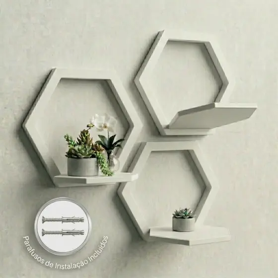 Prateleira Hexagonal Dobrável de Parede Decorativa Modular Multiuso para Plantas Sala Quarto