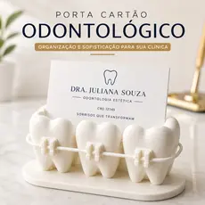Porta Cartão de Visita Odontológico Dentista Clínica Dental Organizador de Mesa Decorativo