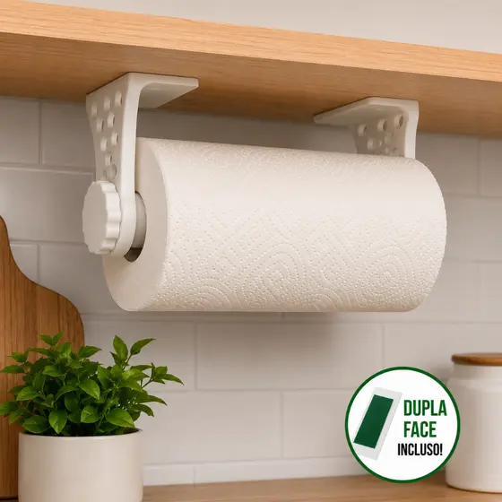 Suporte Porta Papel Toalha Para Armário Cozinha Sem Furo Autoadesivo Dupla Face Incluso
