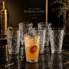 Jogo 6 Copos Porto Fino Long 420ml Vidro Transparente Resistente Dumiat Rio Glass Super Promoção!!