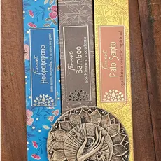 Kit 3 Caixas de Incenso Ohana Finest 15g - Fragâncias Sortidas com Incensário Pratinho de Brinde.
