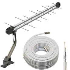 Kit Antena Digital Externa Log 16 + 8 Mts Cabo + Suporte