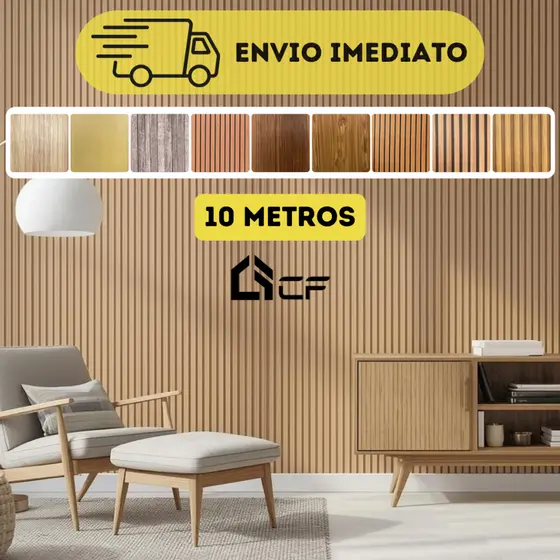 Papel De Parede Madeira Adesivo Ripado 10m X 45cm Lavável 3d